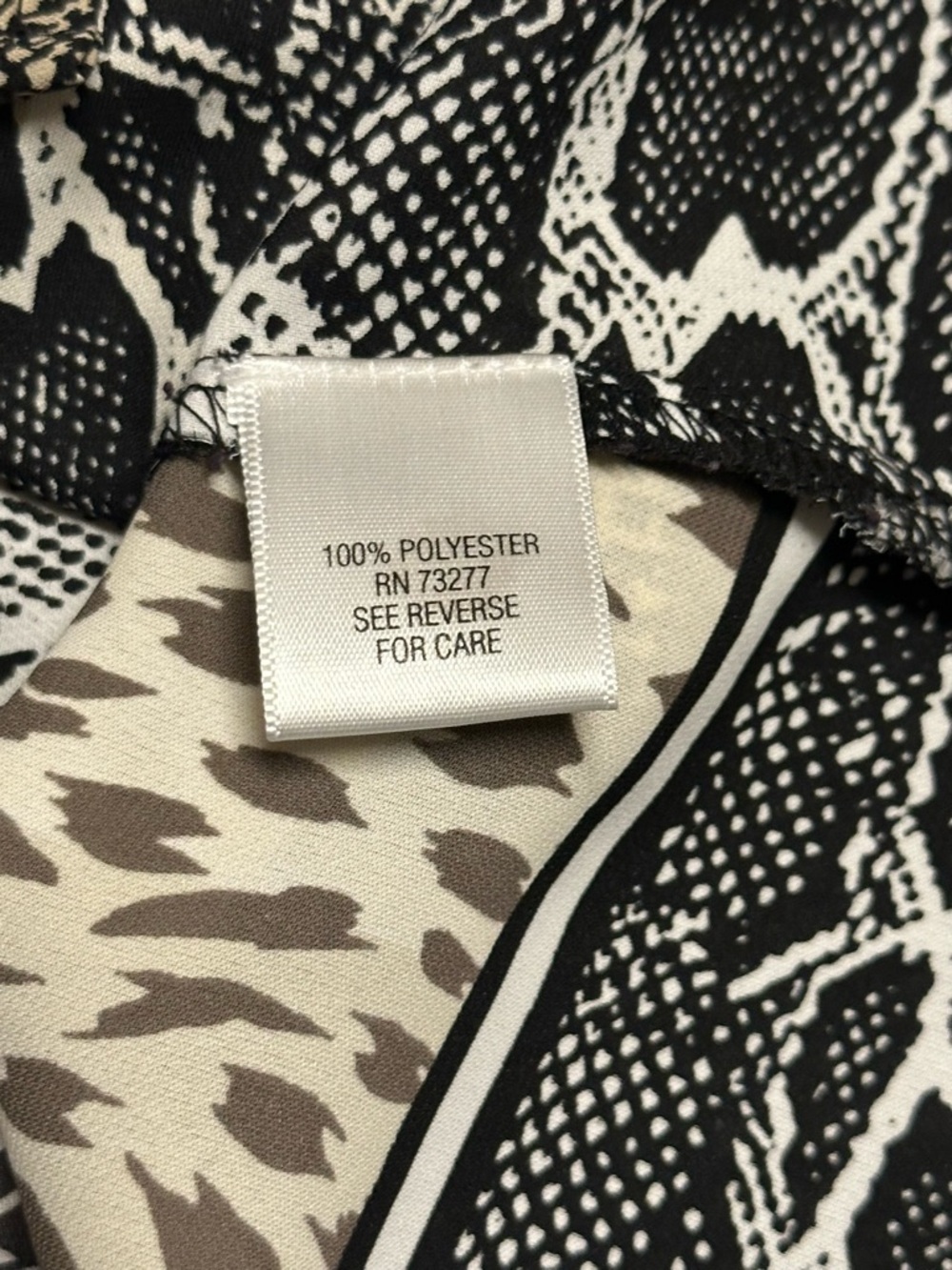 Dana Buchman Black Cream Tan Animal Print Patchwork Blouse - Picture 6 of 7